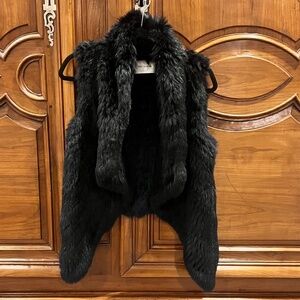 Yves Salomon Fur Vest Navy Blue Ombre Size 36